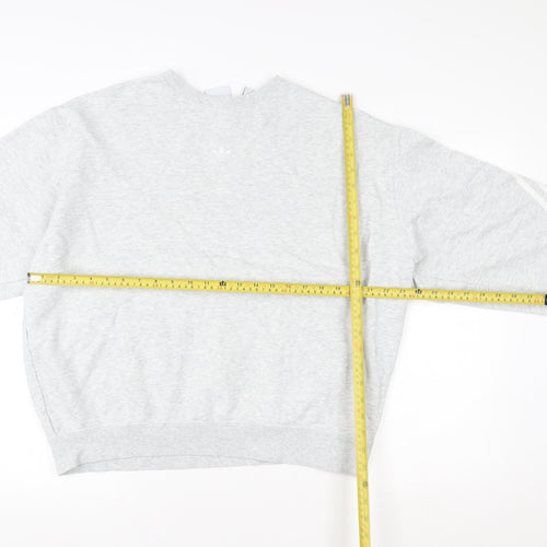 Adidas Men's Grey Large Crew Neck Logo Sweatshirt Pullover