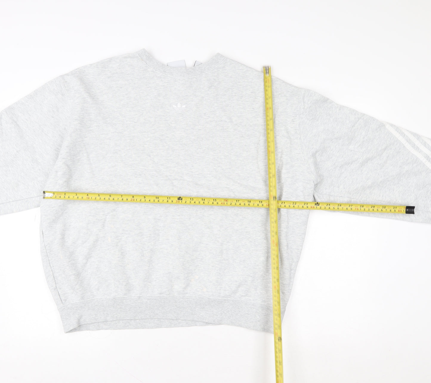 Adidas Men's Grey Large Crew Neck Logo Sweatshirt Pullover