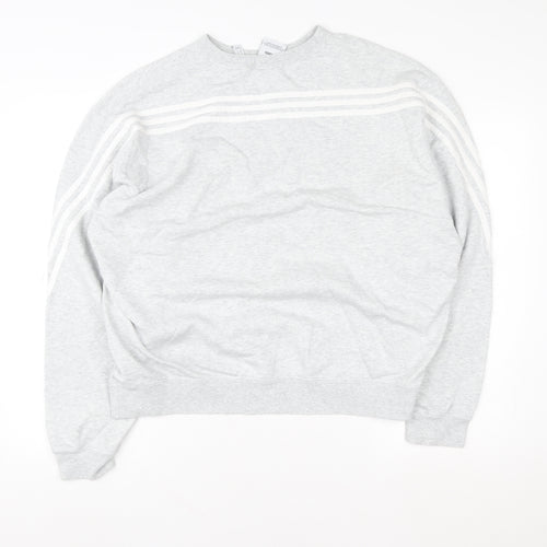 Adidas Men's Grey Large Crew Neck Logo Sweatshirt Pullover