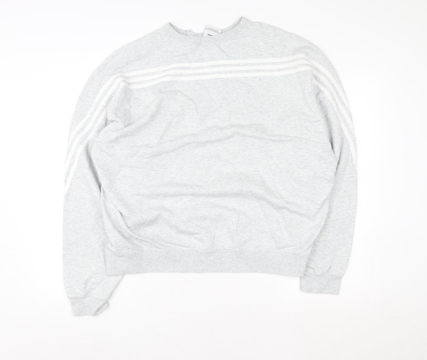 Adidas Men's Grey Large Crew Neck Logo Sweatshirt Pullover