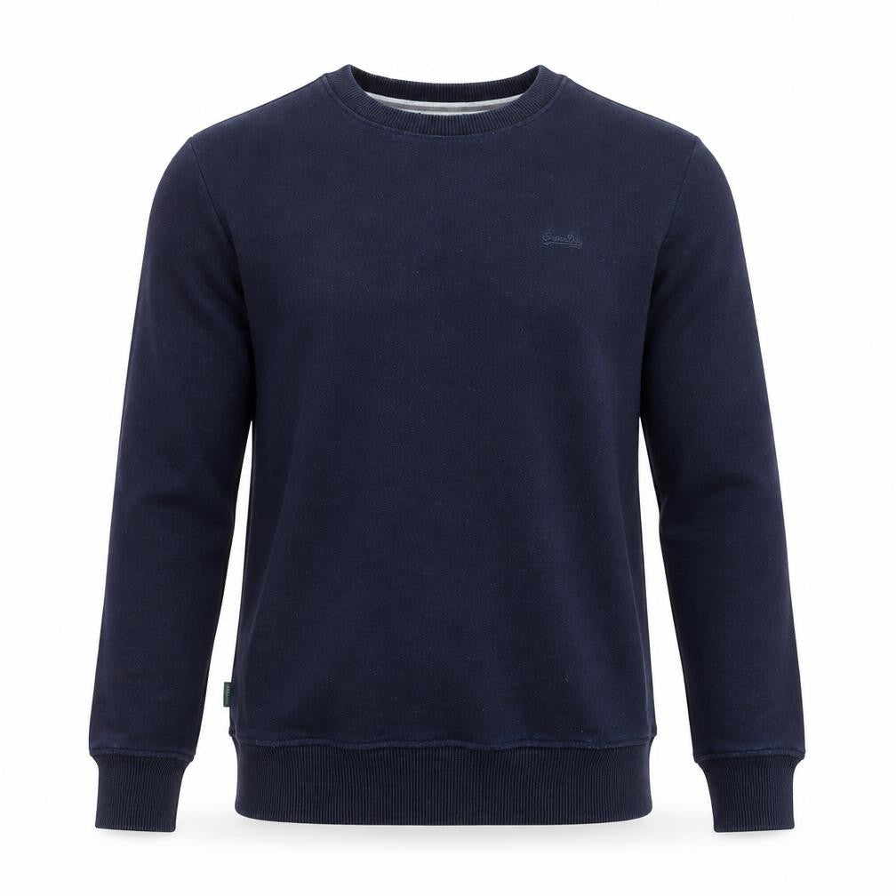 Front view of Superdry Men's Blue Crew Neck Pullover Sweatshirt XS