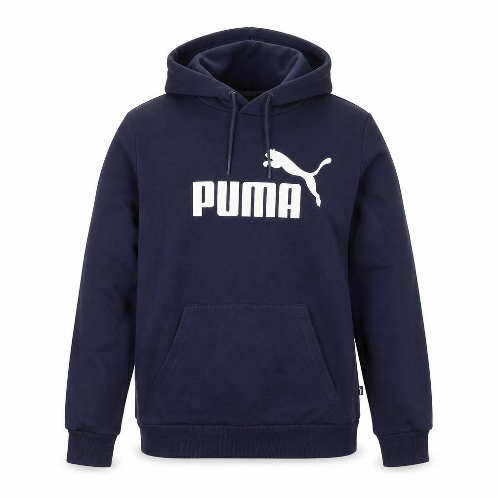 Front view of Puma Women Navy Blue Small Pullover Hoodie Sweatshirt