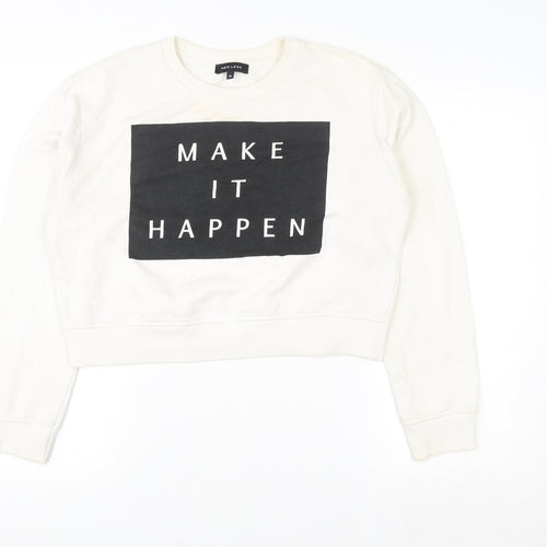 New Look Womens Ivory Graphic Print Sweatshirt Size 14