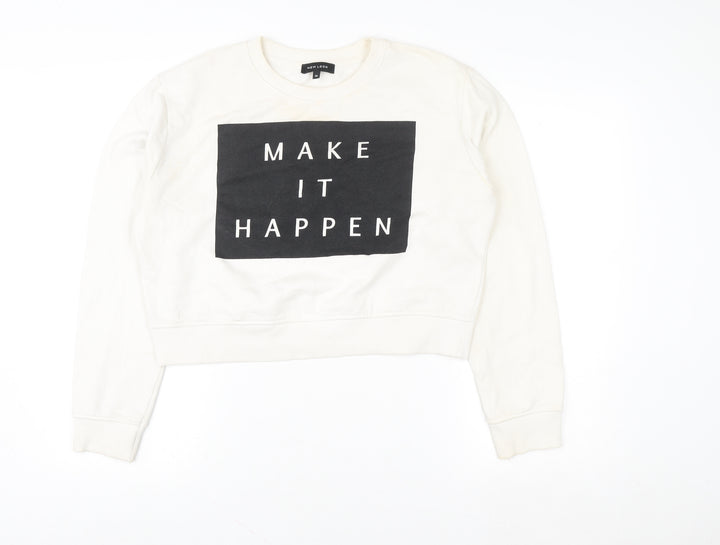 New Look Womens Ivory Graphic Print Sweatshirt Size 14
