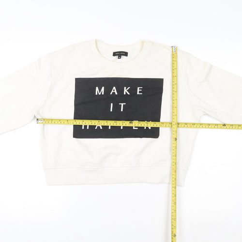 New Look Womens Ivory Graphic Print Sweatshirt Size 14