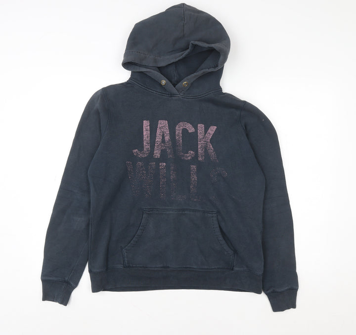 Jack Wills Womens Navy Hoodie Size S Pullover Glitter Logo