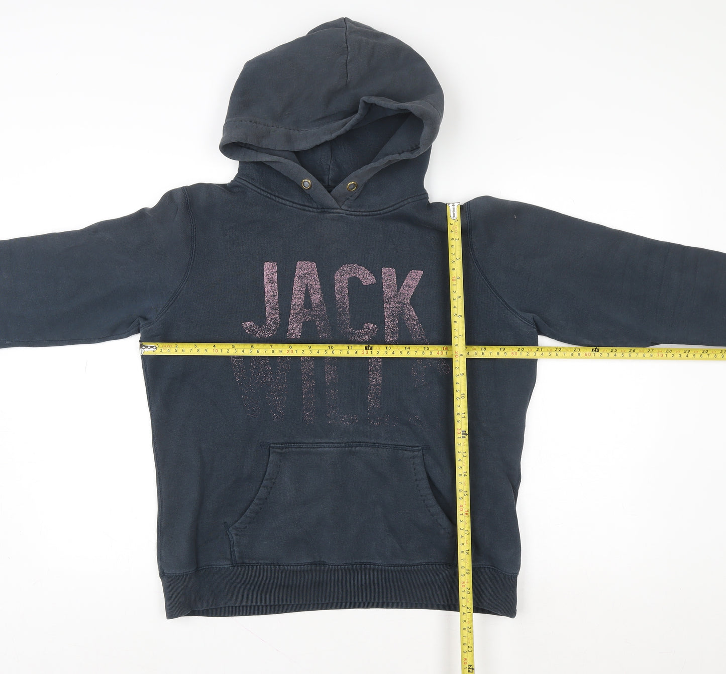 Jack Wills Womens Navy Hoodie Size S Pullover Glitter Logo