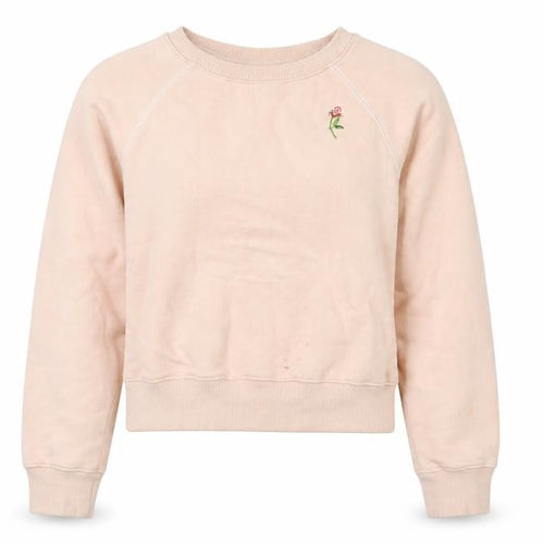 & Other Stories Women Beige Pullover Sweatshirt Size 6 Embroidered Flower Cotton Blend