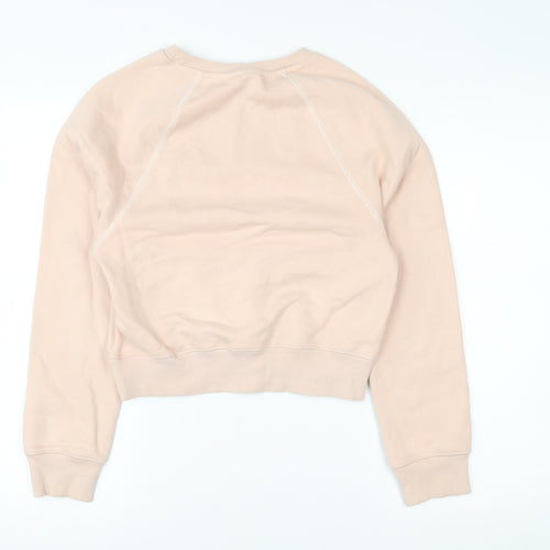 & Other Stories Women Beige Pullover Sweatshirt Size 6 Embroidered Flower Cotton Blend