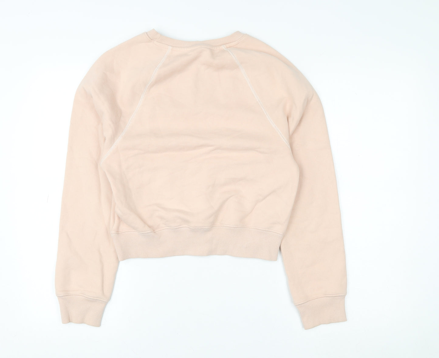 & Other Stories Women Beige Pullover Sweatshirt Size 6 Embroidered Flower Cotton Blend