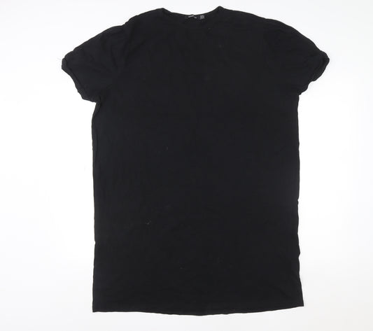 boohoo Men's Black Regular Fit Cotton Crew Neck T-Shirt Size L