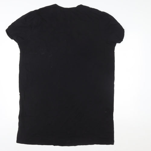 boohoo Men's Black Regular Fit Cotton Crew Neck T-Shirt Size L