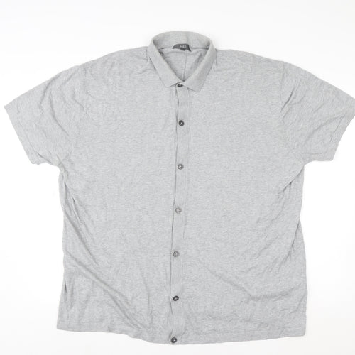 Marks and Spencer Womens Grey Button-Up Shirt 4XL Cotton Blend Short Sleeve