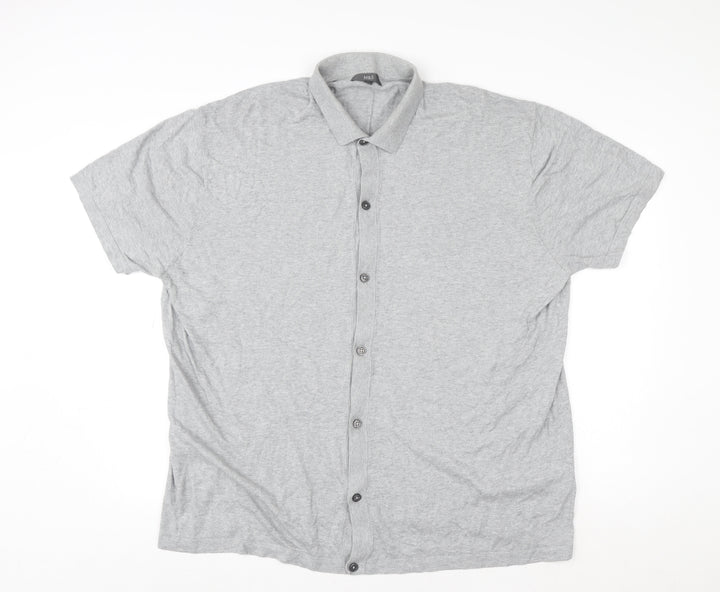 Marks and Spencer Womens Grey Button-Up Shirt 4XL Cotton Blend Short Sleeve