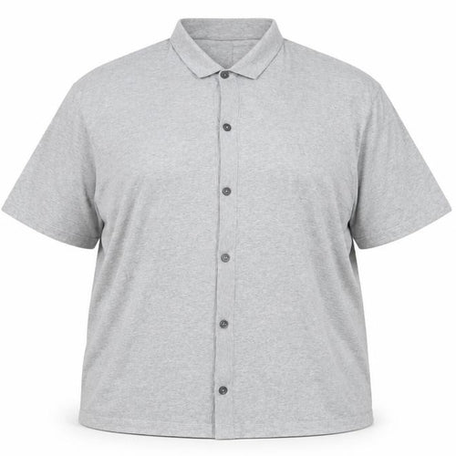 Marks and Spencer Womens Grey Button-Up Shirt 4XL Cotton Blend Short Sleeve