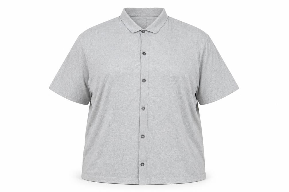 Marks and Spencer Womens Grey Button-Up Shirt 4XL Cotton Blend Short Sleeve