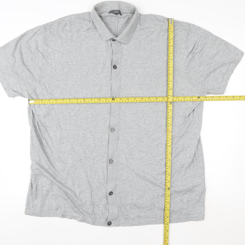Marks and Spencer Womens Grey Button-Up Shirt 4XL Cotton Blend Short Sleeve