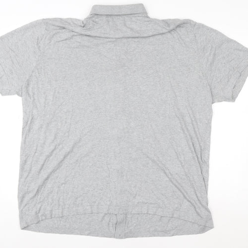 Marks and Spencer Womens Grey Button-Up Shirt 4XL Cotton Blend Short Sleeve