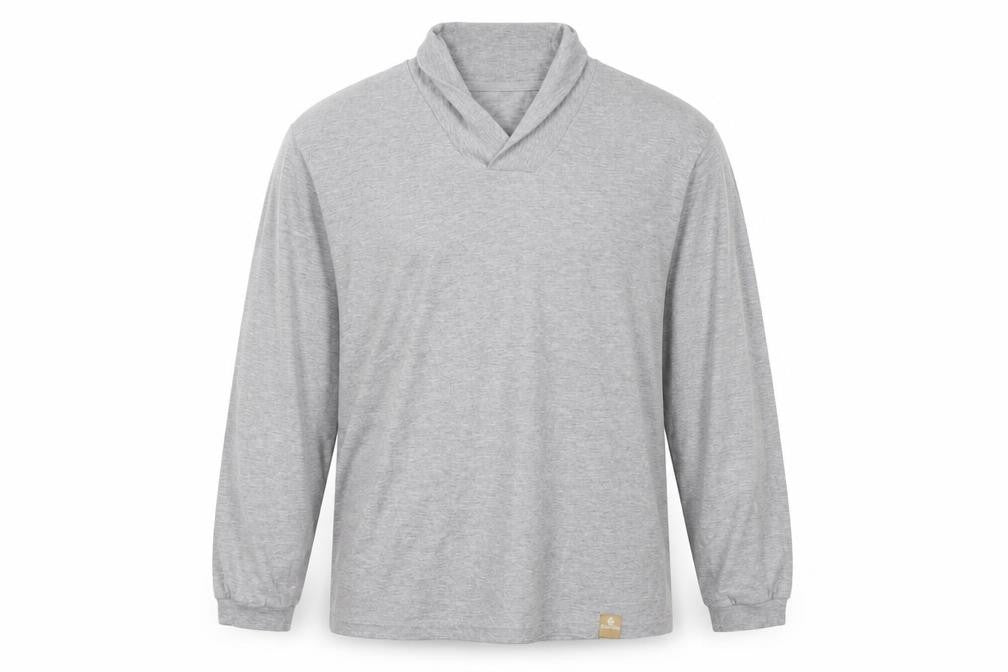 Front view of Hydra Active Men’s Grey Long Sleeve Cotton Roll Neck Top, size M