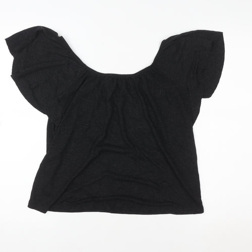 Warehouse Women's Black Off Shoulder Flutter Sleeve Blouse Size 8