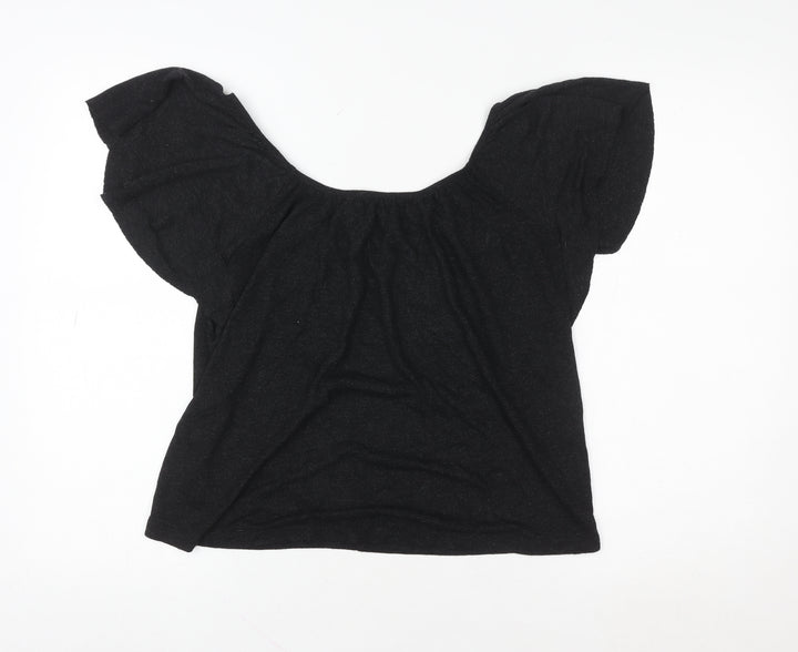 Warehouse Women's Black Off Shoulder Flutter Sleeve Blouse Size 8