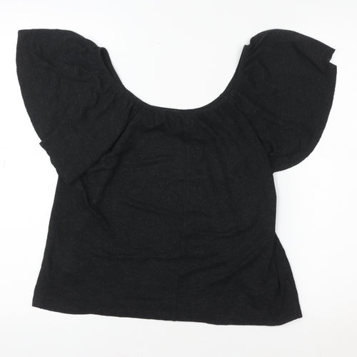Warehouse Women's Black Off Shoulder Flutter Sleeve Blouse Size 8