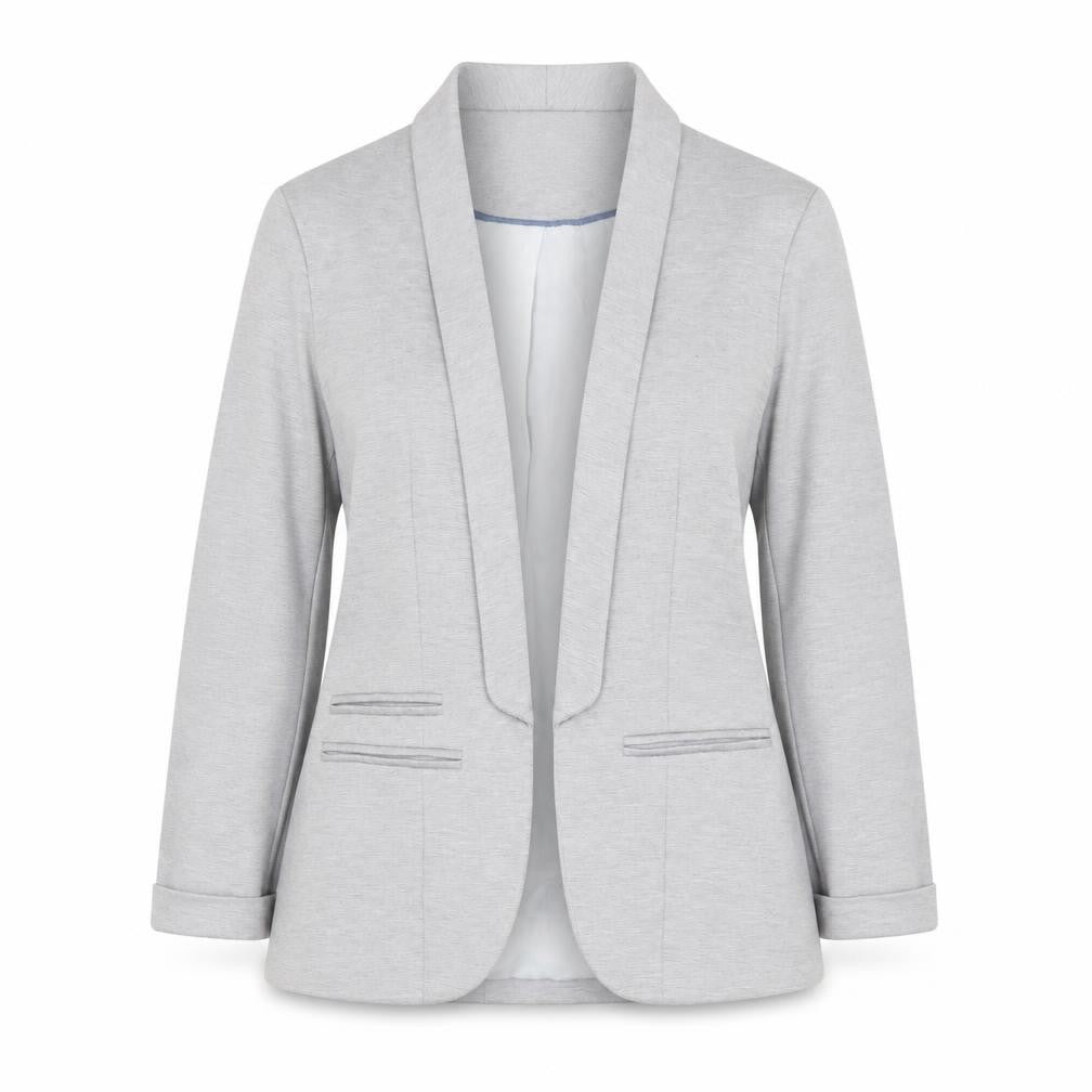 Front view of Miss Selfridge Women’s Grey Cotton Blend Blazer Jacket, size UK 6