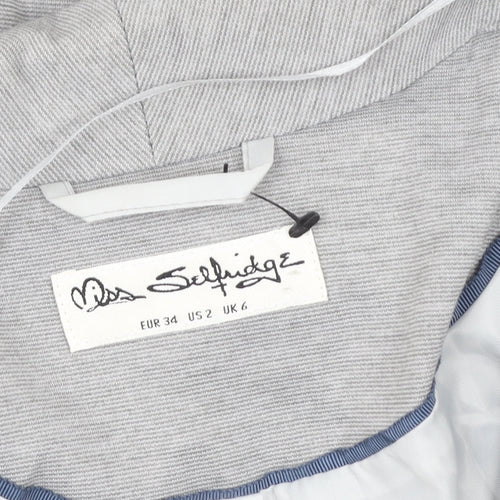 Miss Selfridge Women’s Grey Cotton Blend Blazer Jacket Size 6