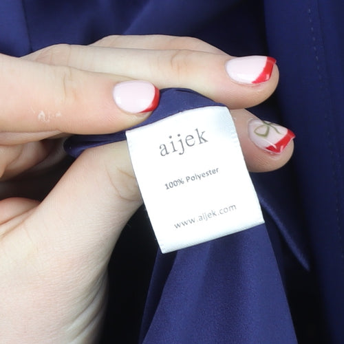 Aijek Womens Blue Polyester Slim Fit Open Front Blazer Size 2