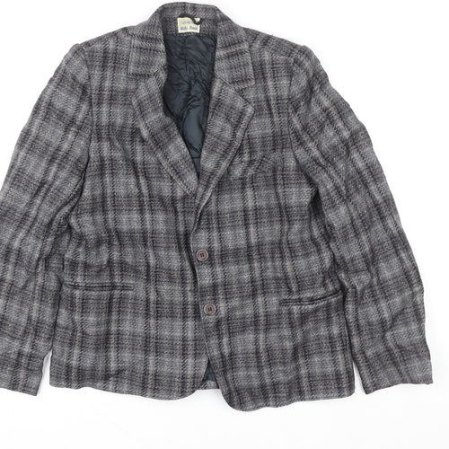 Aldo Bini Women’s Grey Checked Wool Blazer Jacket Size M Vintage Style