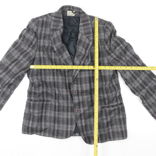 Aldo Bini Women’s Grey Checked Wool Blazer Jacket Size M Vintage Style