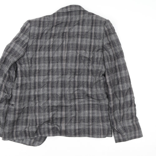 Aldo Bini Women’s Grey Checked Wool Blazer Jacket Size M Vintage Style