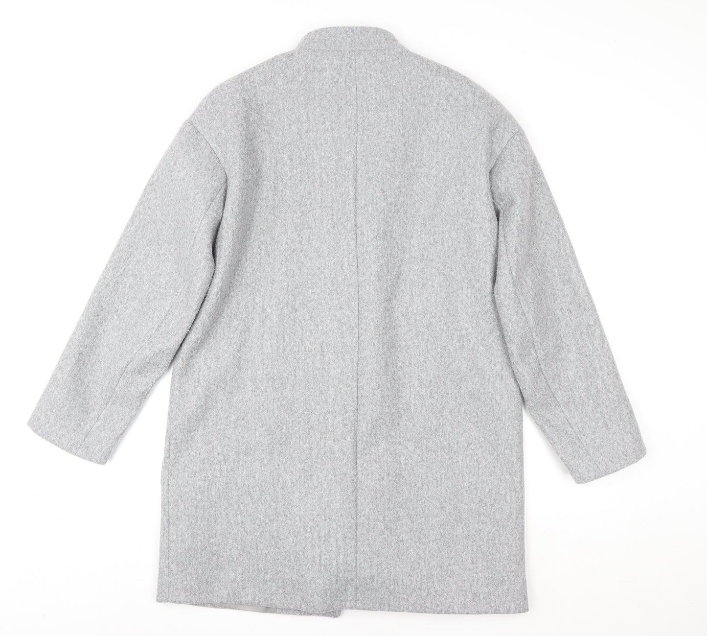 Zara Women Grey Wool Blend Mid-Length Open Coat XS