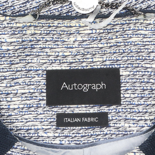 Marks and Spencer Women Blue Tweed Zip Jacket Size 8