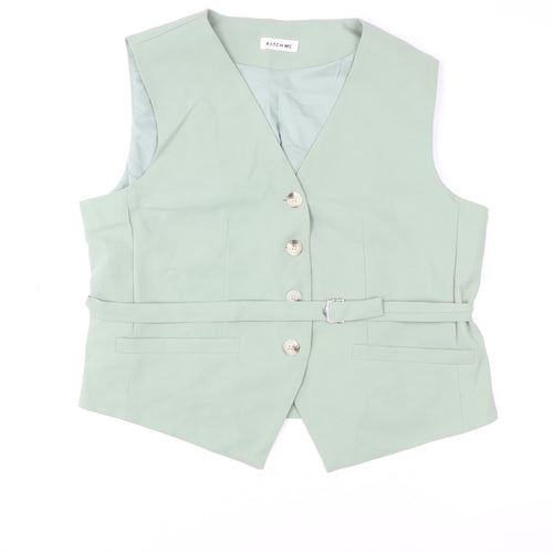 Katch Me Womens Green Belted Button Waistcoat XL Elegant Smart