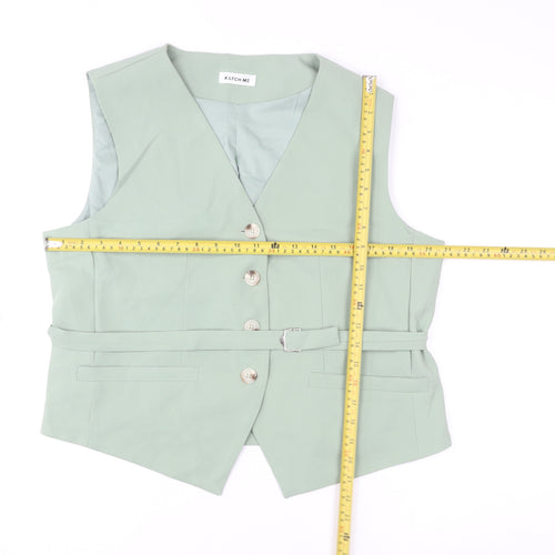 Katch Me Womens Green Belted Button Waistcoat XL Elegant Smart
