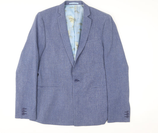 ASOS Women Blue Regular Fit Blazer Jacket Size 14 Lined Classic Style