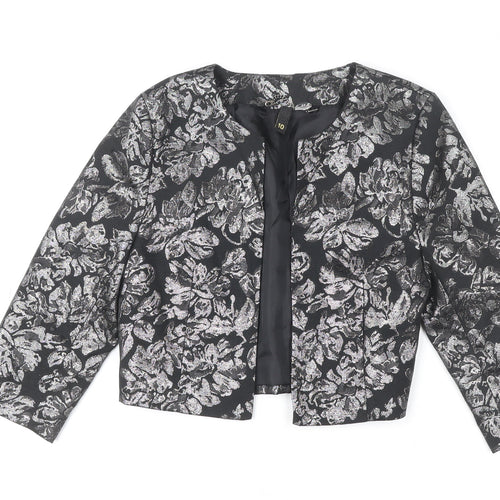Women's Black Floral Cropped Blazer Jacket Size 10