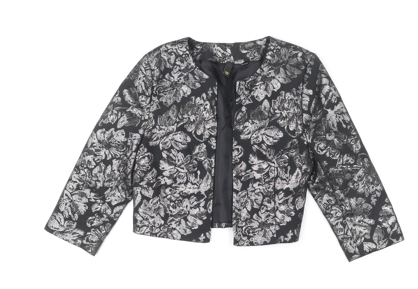 Women's Black Floral Cropped Blazer Jacket Size 10