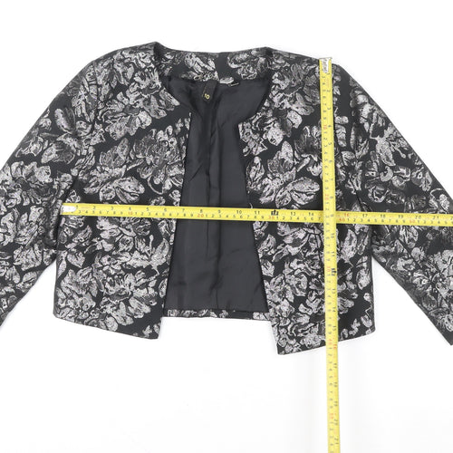 Women's Black Floral Cropped Blazer Jacket Size 10