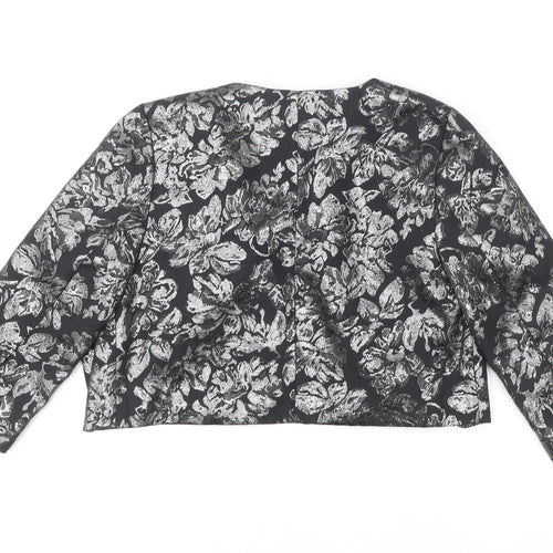 Women's Black Floral Cropped Blazer Jacket Size 10