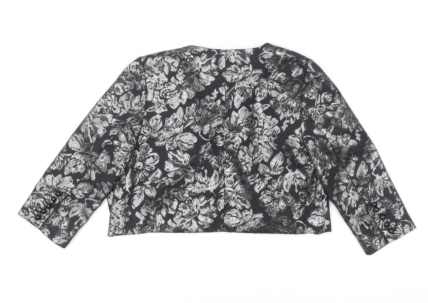 Women's Black Floral Cropped Blazer Jacket Size 10