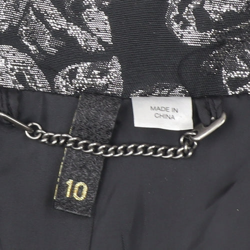 Women's Black Floral Cropped Blazer Jacket Size 10