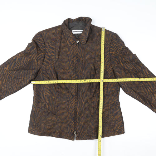 Gerry Weber Women's Brown Geometric Zip Up Jacket Size 46 Regular