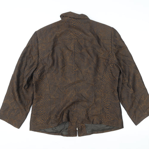 Gerry Weber Women's Brown Geometric Zip Up Jacket Size 46 Regular