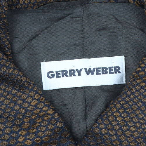 Gerry Weber Women's Brown Geometric Zip Up Jacket Size 46 Regular