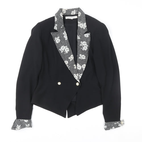 Parigi Women's Black Floral Trim Blazer Jacket Size 8