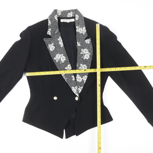 Parigi Women's Black Floral Trim Blazer Jacket Size 8