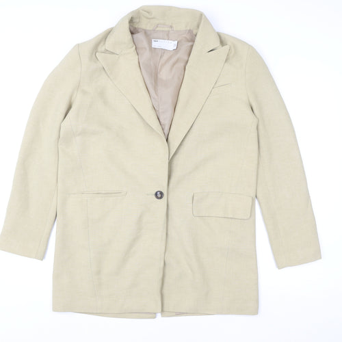 ASOS DESIGN Women Beige Blazer Jacket UK 12 Regular Fit Single-Breasted