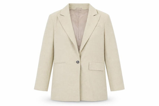 Front view of ASOS DESIGN Women Beige Blazer Jacket UK 12 Regular Fit Single-Breasted